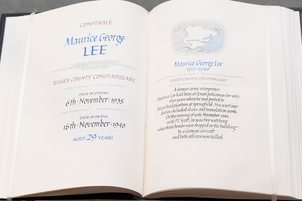 Maurice Lee book of remembrance entry