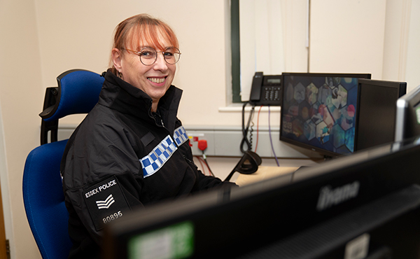 Sgt Mandy Turner at her desk