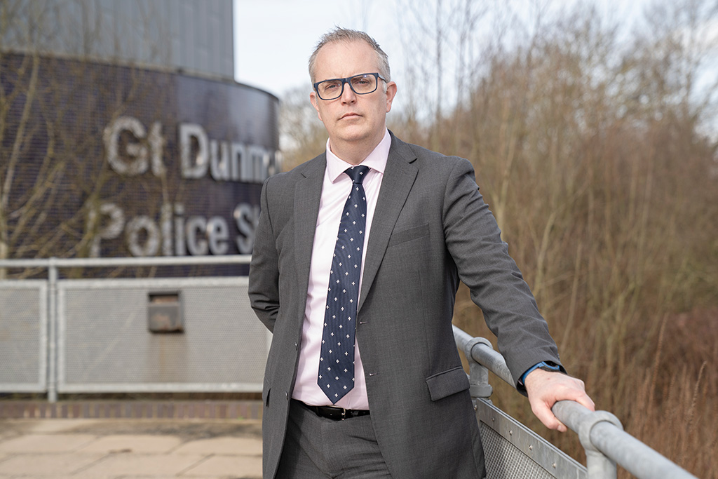 DC Reuben Brame stands in front of Dunmow police station