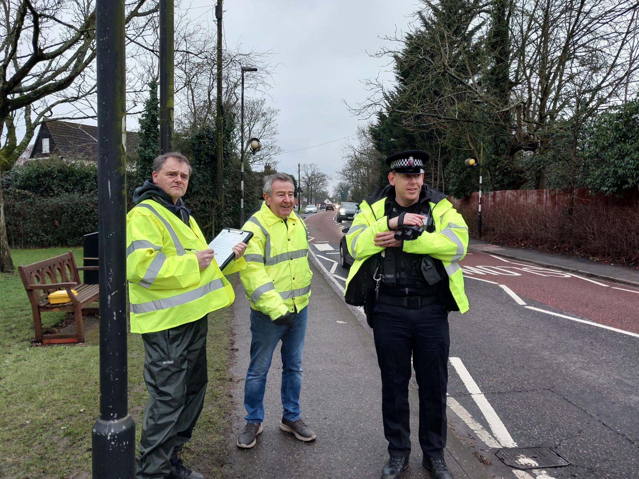 20250211 Officer councillor speedwatch Stock