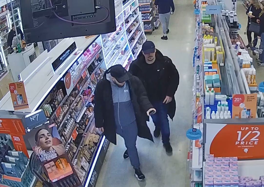 An image of McDonagh, left, and Stokes on shop CCTV