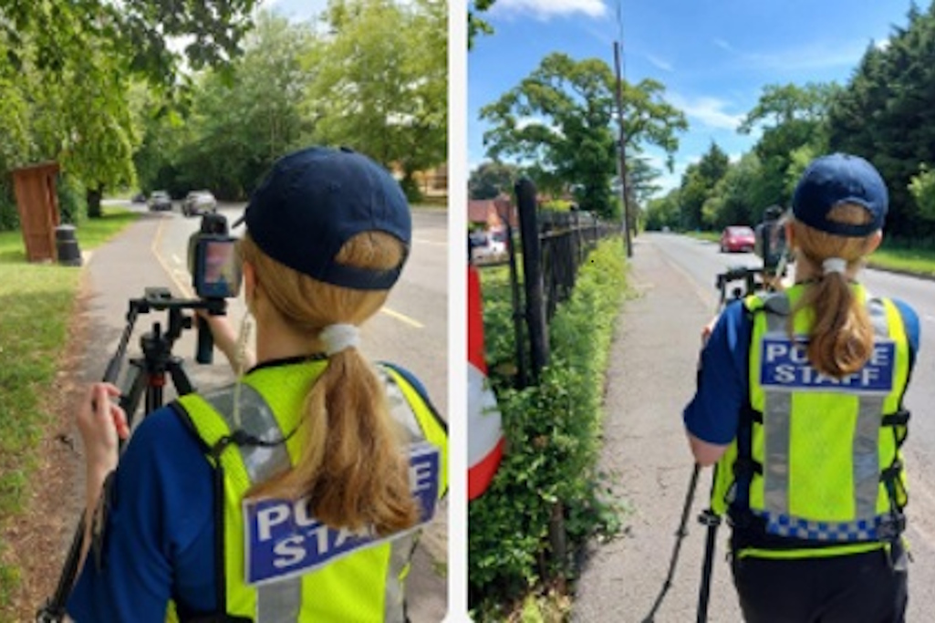 Enforcement officer monitoring road speeds