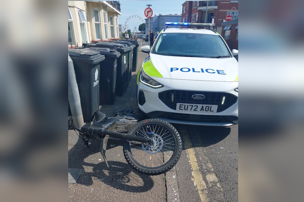 Police car and high-powered electric bike