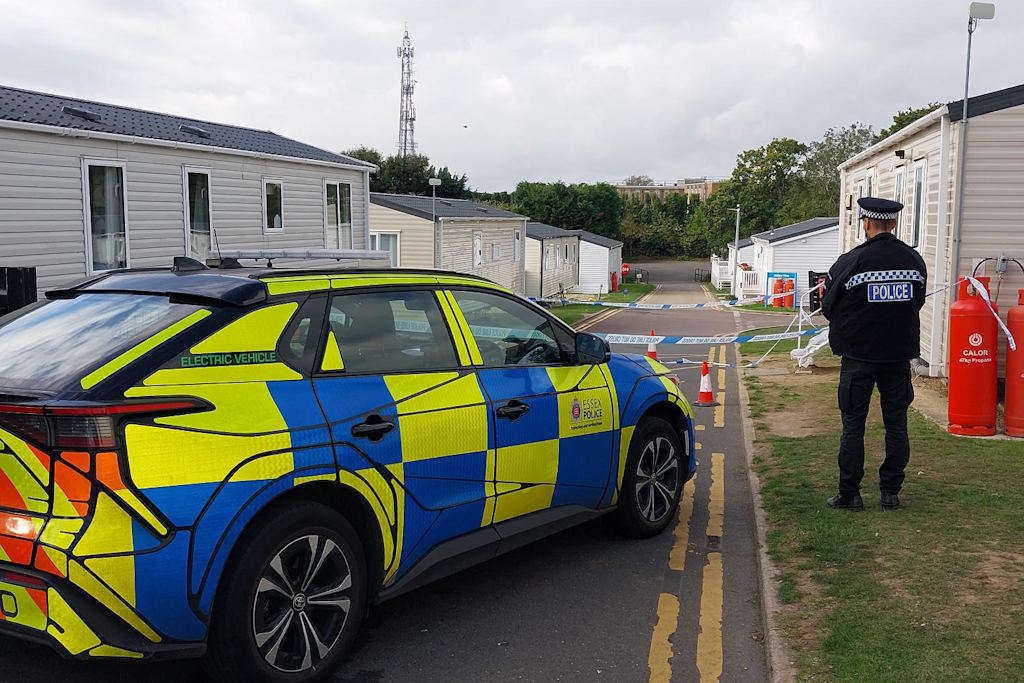An image showing an Essex Police cordon at the caravan park