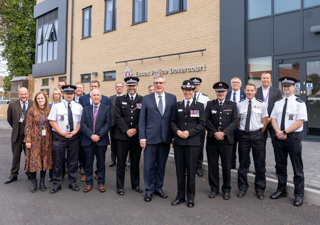 Group shot of dignitaries outside Dovercourt Police Station.